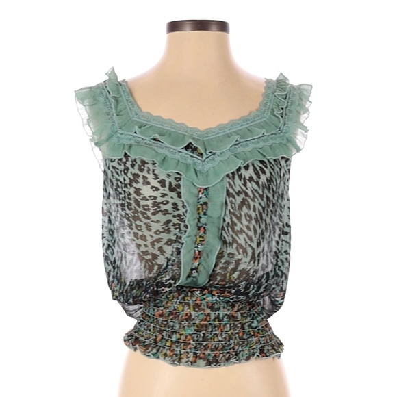 American Rag Cie cheetah print sleeveless blouse - Picture 1 of 3